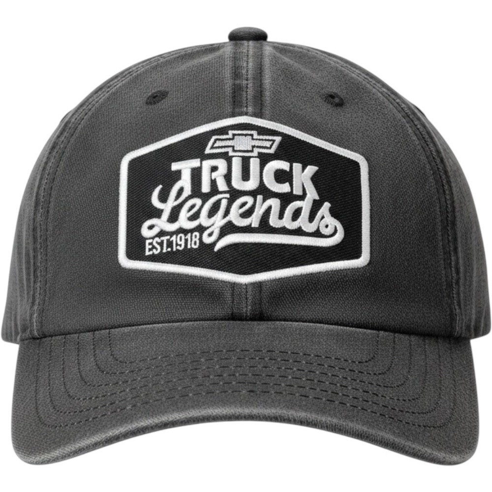 Chevrolet Truck Legends Hat Gray Washed Canvas Adjustable Strapback Made in USA